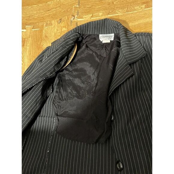 Chesley Black Pinstripe Blazer Womans• Shoulder Pads • Approx Size Large - Picture 5 of 8